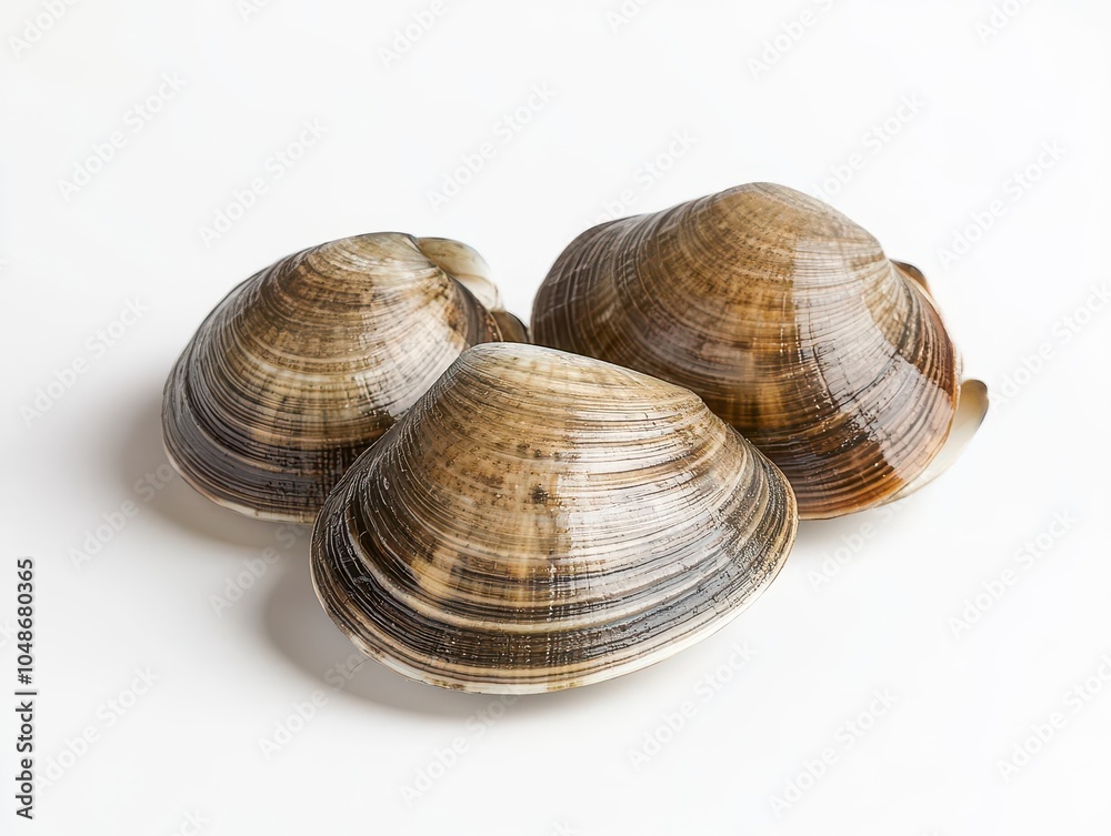 fresh clams rest against a clean white background, highlighting their natural beauty and culinary potential, creating an inviting and appetizing visual presentation fresh clams rest against a clean white background, highlighting their natural beauty and culinary potential, creating an inviting and appetizing visual presentation