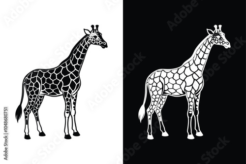 Giraffe icon vector silhouettes isolated on a white background.	