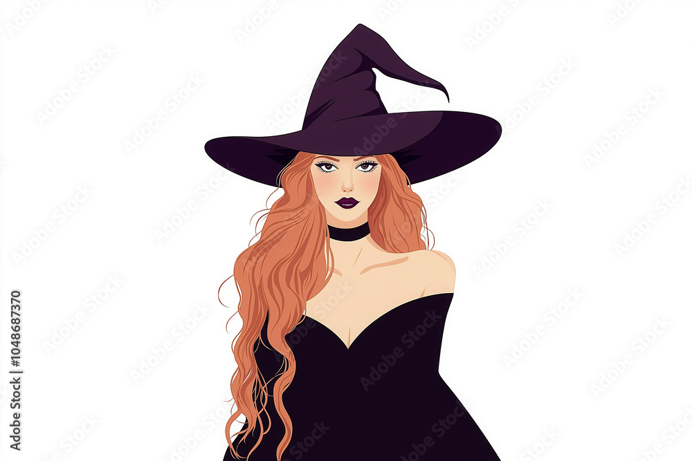 Beautiful cartoon Halloween witch portrait, white background Beautiful cartoon Halloween witch portrait, white background