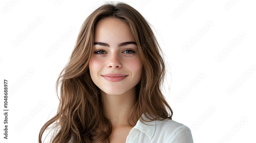 Studio portrait of a beautiful young woman with an attractive smile, isolated on white background Studio portrait of a beautiful young woman with an attractive smile, isolated on white background