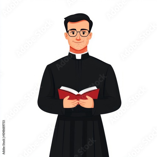 A priest holding a red book