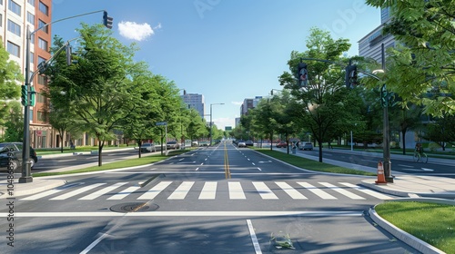 Crosswalk on a Sunny Day in an Urban Setting photo