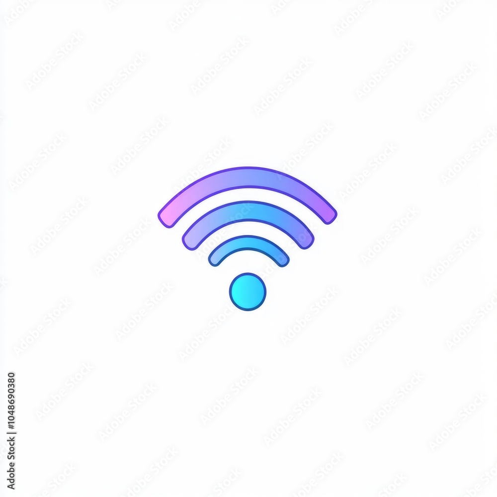 A colorful wifi symbol on a white background. A colorful wifi symbol on a white background.