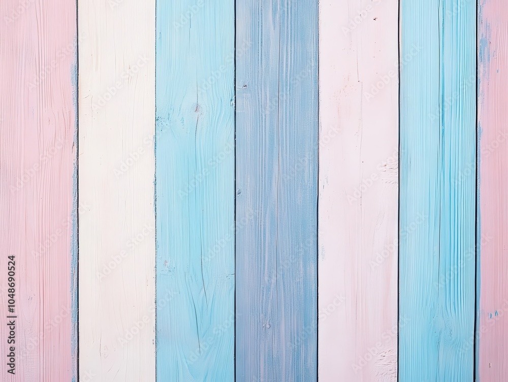 Fototapeta premium soft, pastel-hued wooden background, gently weathered, inviting a sense of tranquility and simplicity, perfect for showcasing delicate designs or messages