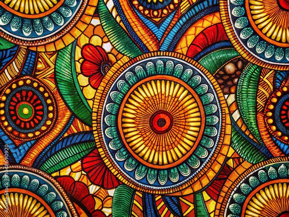 Fototapeta premium Vibrant African Fabric Pattern - High Definition Cotton Textures for Vintage Style Photography