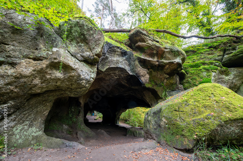 Scenic diversity of Mullerthal, Luxembourg's Little Switzerland, hiking routes, rock formations, moss-covered forests, tourist destination in Europe photo