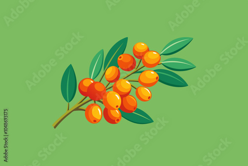 Delicious fruit sea buckthorn vector art illustration