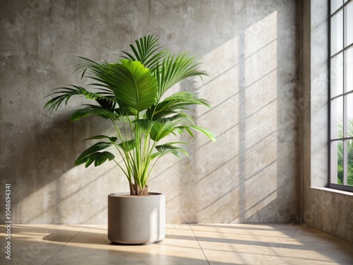 Modern Interior Design with Tropical Plant in Minimalist Concrete Pot, Stylish Home Decor, Contemporary Living Space, Indoor Gardening, Interior Inspiration, Greenery, Minimalism