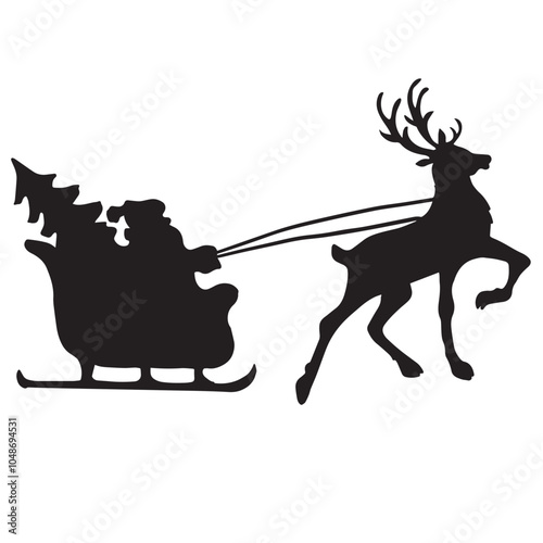 Sleigh silhouette animal sleigh celebration decoration black fly country holiday