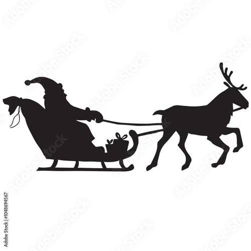 Sleigh silhouette animal sleigh celebration decoration black fly country holiday