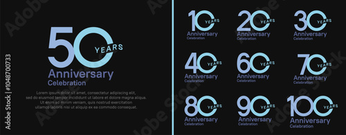 anniversary logotype set. vector design purple and blue color for celebration event