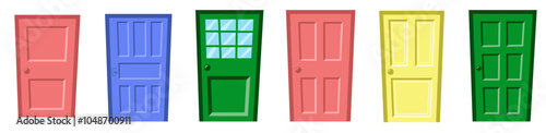 cartoon door doodle icon bundle set