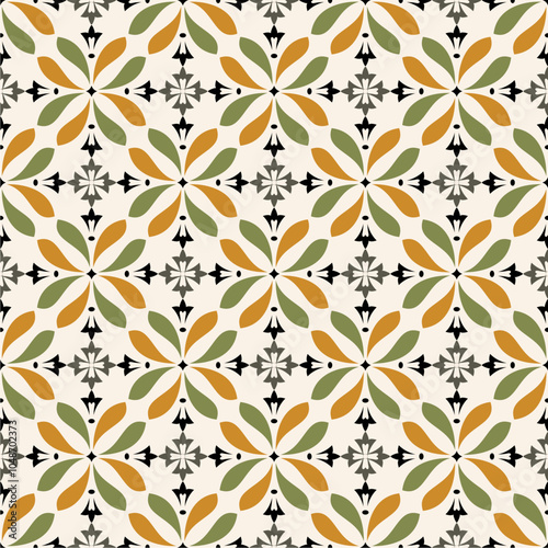 Traditional block print design. orange and green batik design pattern. ajrakh design. EPS file format.