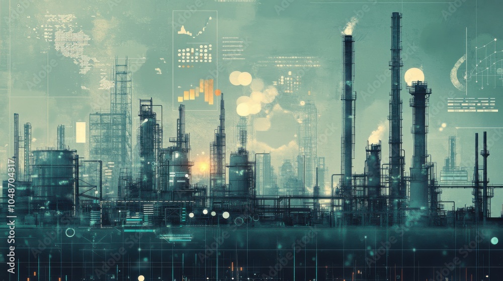 The concept of energy costs curbing business growth in muted teal and dark gray colors The concept of energy costs curbing business growth in muted teal and dark gray colors