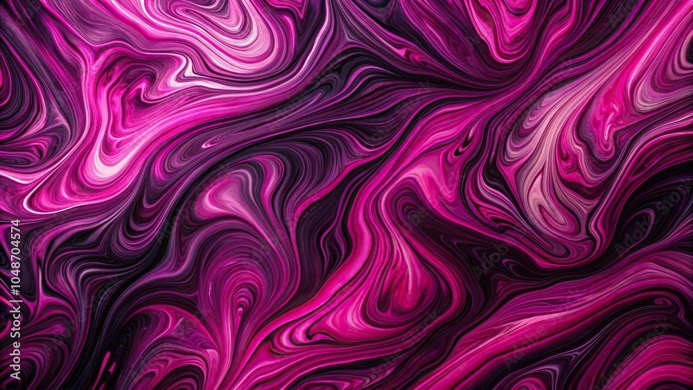 Fototapeta premium Ultra HD marble swirls with high gloss finish in magenta and soft black, alcohol ink abstract medium shot
