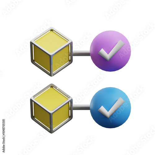 verification 3d render blockchain illustration