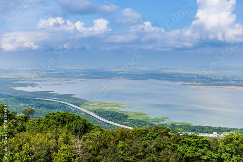 Photography Topview from drone of motorway Mittraphap road, Nakhon Ratchasima, Thailand