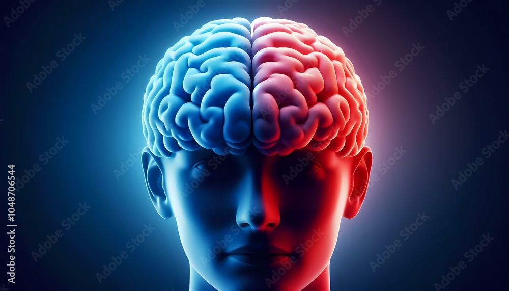 Obraz premium Brain Hemisphere Visualization with Gradient Colors 