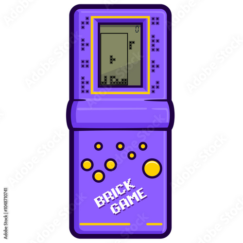 classic brick game console cartoon illustration
