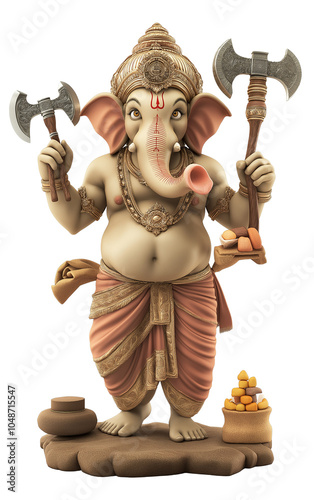 A beautifully crafted statue of Lord Ganesh, symbolizing wisdom, prosperity, and good fortune in Hindu culture. photo