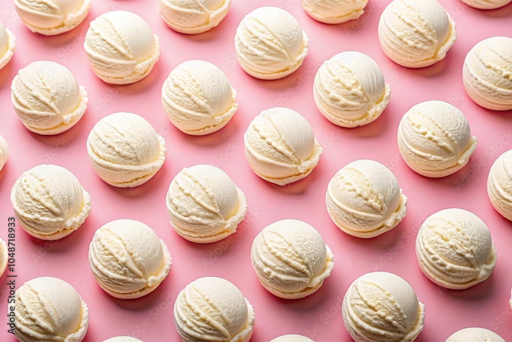 Obraz premium Soft Ice Cream Scoops on Pink Background