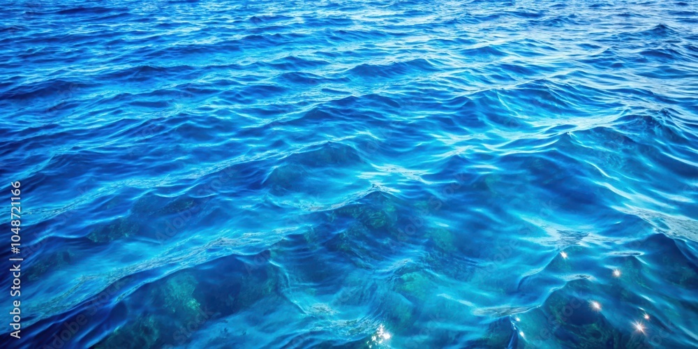 A vibrant blue ocean surface with gentle waves and shimmering sunlight reflecting off the water A vibrant blue ocean surface with gentle waves and shimmering sunlight reflecting off the water