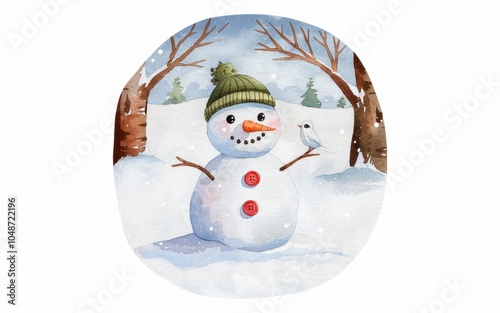 A watercolor painting of a snowman - Arts photo