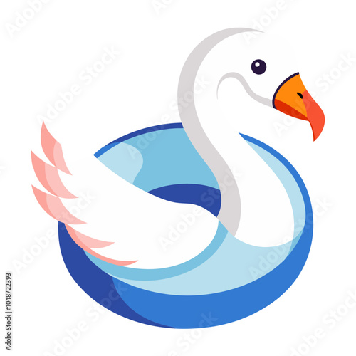 Swan Pool Float:  A cute and whimsical illustration of a white swan pool float with pink wings, perfect for summer fun and relaxation.  