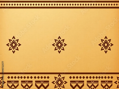 Obraz na płótnie A tan and brown striped background with a pattern of triangles and squares. The pattern is very intricate and detailed w salonie
