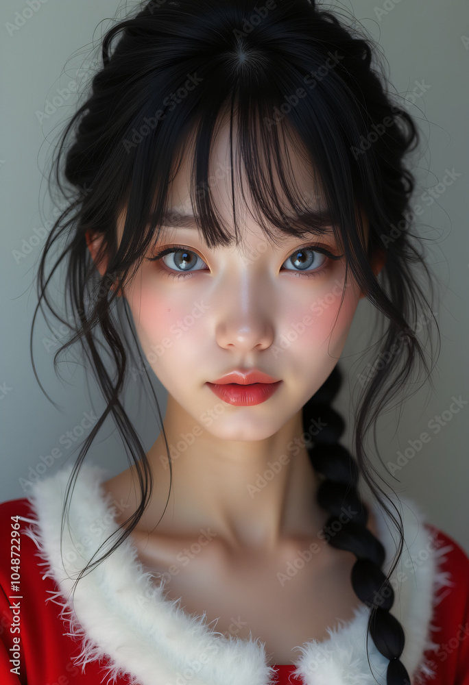 Photo portrait of girl in santa claus dress