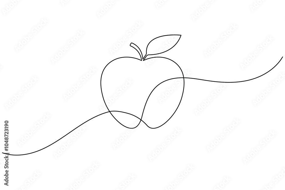 Obraz premium Apple continuous line drawing of isolate outline simple vector icon