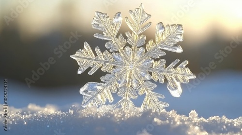 Intricate Translucent Snowflake in Nature's Light