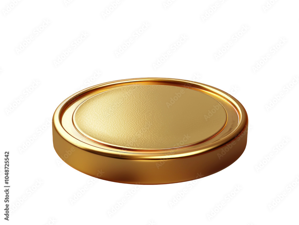 Golden Circular Coin on Transparent Background