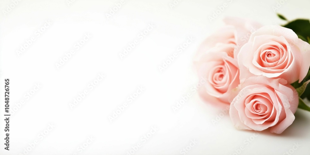 Elegant Pink Roses on White Background Elegant Pink Roses on White Background