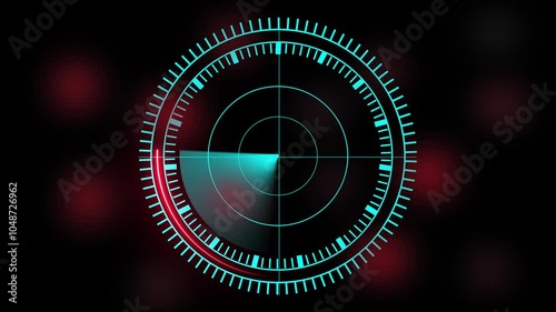 The radar icon animation shows concentric circles pulsing outward, with a sweeping line or pointer rotating around, creating a dynamic effect that signifies active scanning and detection of objects.

 photo