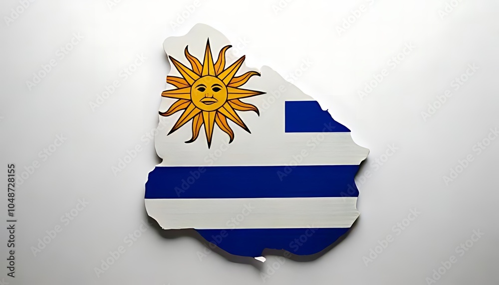 Fototapeta premium silhouette of a map of the country of Uruguay on a plain white background