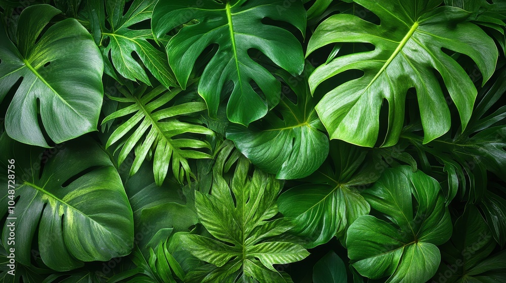 background with the concept of various kinds of green tropical plant leaves background with the concept of various kinds of green tropical plant leaves