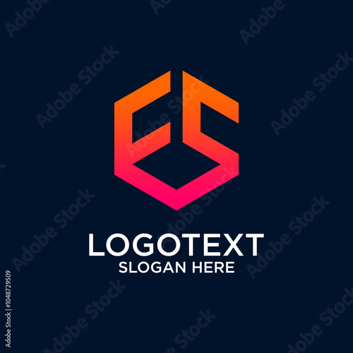 Modern Hexagon ES Monogram Logo Design