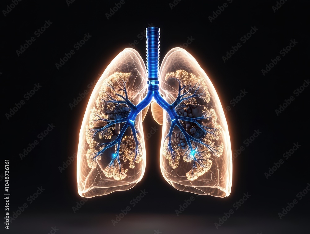 Human lungs anatomy illustration on black background. Human lungs anatomy illustration on black background.