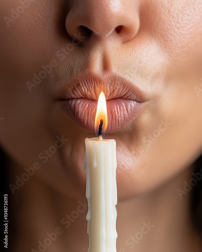 Close-Up Shot of Person Blowing Out Candle Flame photo