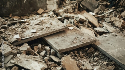 Wallpaper Mural Close-up of rubble, cracked concrete slabs, and debris at an abandoned construction site, evoking a sense of industrial desolation. Torontodigital.ca