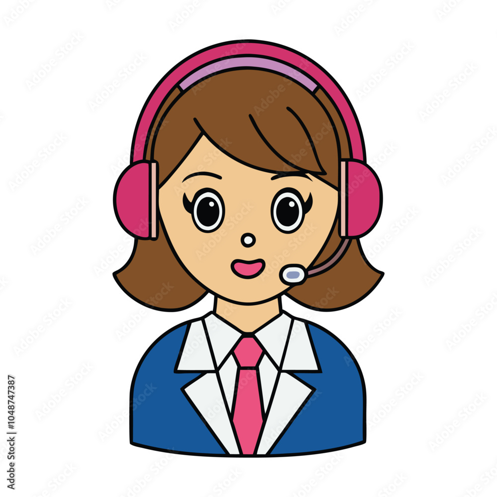 Business Woman in Headset for Customer Service Business Woman in Headset for Customer Service
