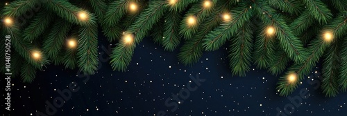 vector art of Christmas tree pine branches With lights on a transparent background photo