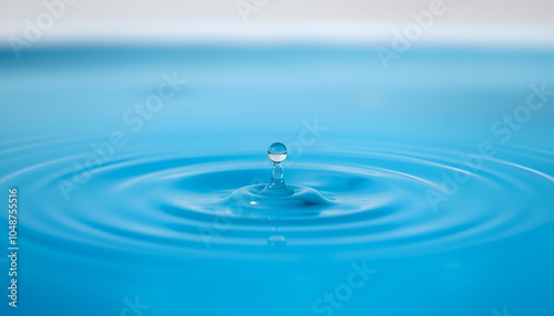 Water drops fall with circular waves photo