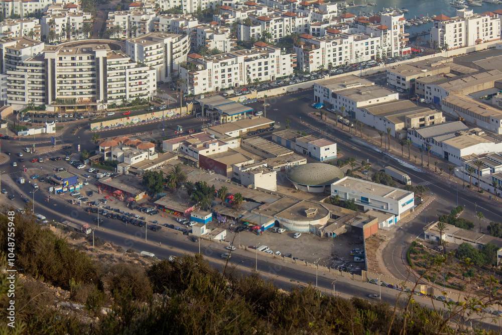 Fototapeta premium aerial view of Agadir city near the harbour