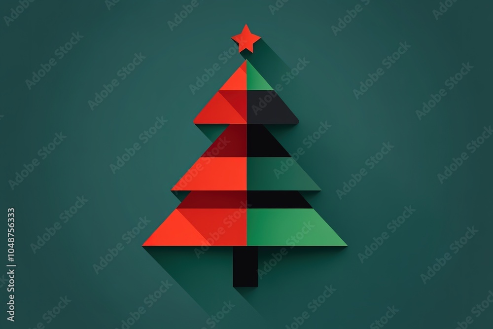 Abstract geometric Christmas tree on green background Abstract geometric Christmas tree on green background
