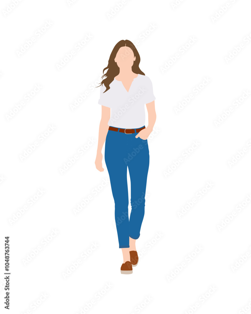 Fototapeta premium Flat vector people and illustration, woman with casual outfit