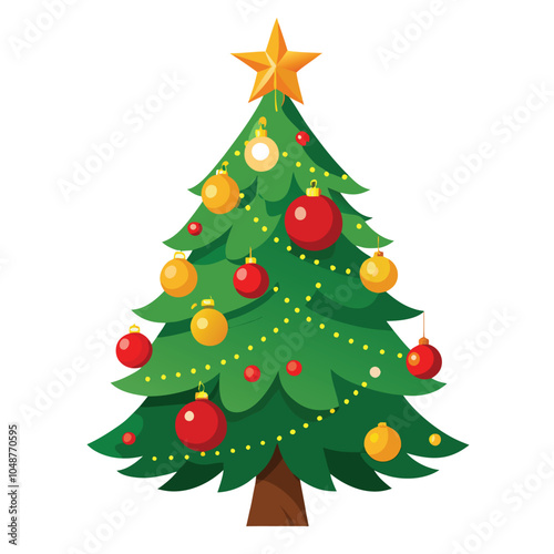 Christmas tree vector illustration Isolated white background.