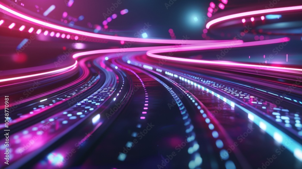 Futuristic Digital Race Track with Business Professionals Competing in Tech-Driven Competition Futuristic Digital Race Track with Business Professionals Competing in Tech-Driven Competition