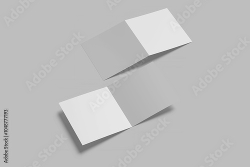 Blank double square bifold brochure mockup